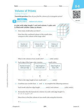Volume of Prisms Worksheet