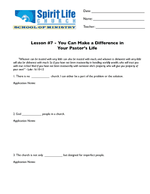 Lesson 7 Church Volunteer Form