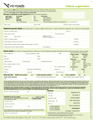 Victoria Vehicle Registration Form
