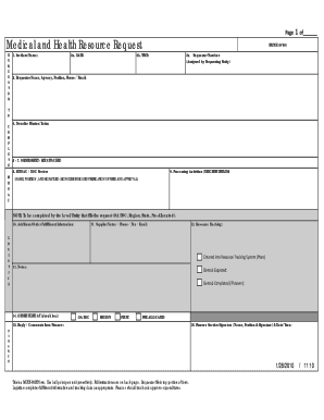Medical and Health Resource Request Form