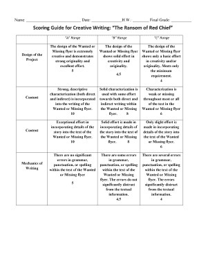 Creative Writing Scoring Guide