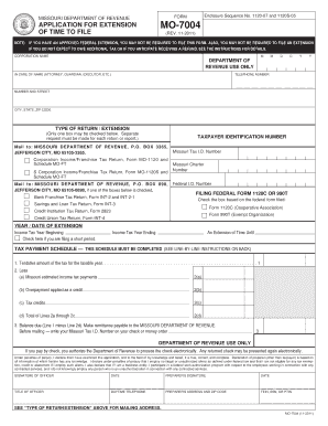 Missouri Tax Extension Application Form MO-7004