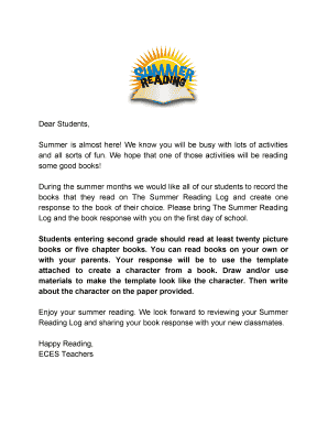 Summer Reading Assignment for Second Grade