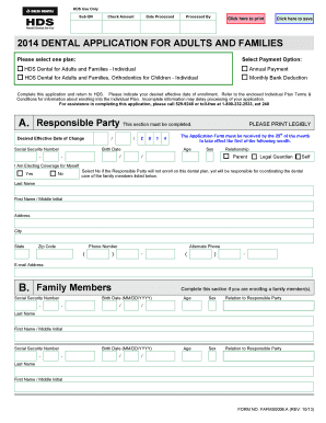 HDS Dental Application for Adults and Families