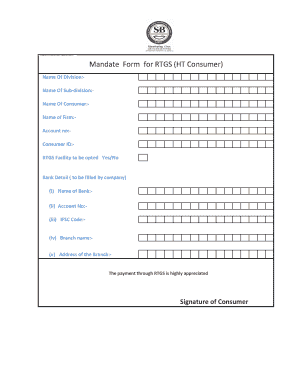 RTGS Mandate Form