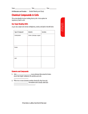 Cell Structure and Function Worksheet