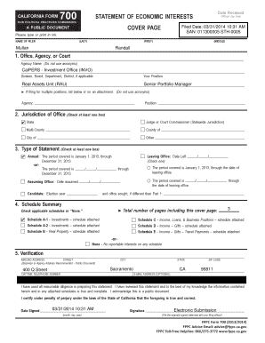 California Form 700 Statement of Economic Interests