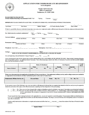 Application for Undergraduate Readmission