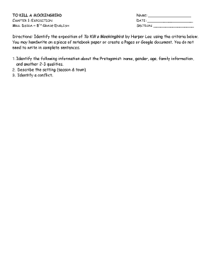 To Kill a Mockingbird Exposition Worksheet