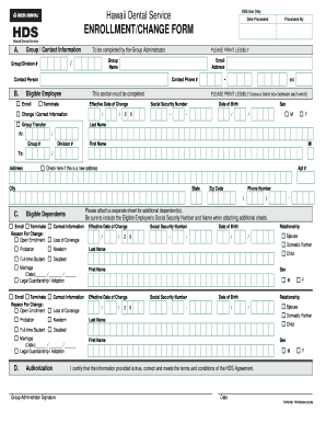 Hawaii Dental Service Enrollment Form