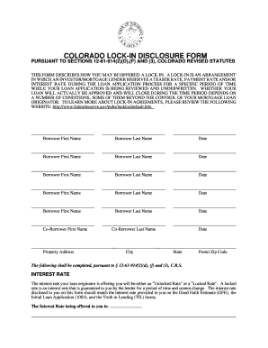Colorado Lock-In Disclosure Form