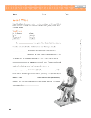 Sumerian Civilization Worksheet