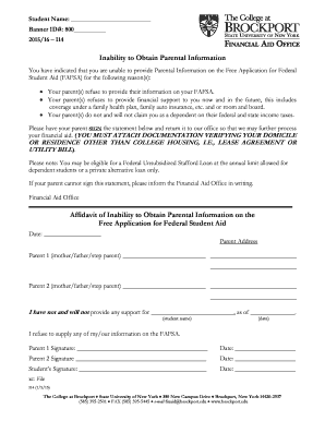 Inability to Obtain Parental Information Form