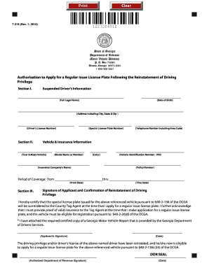Georgia License Plate Reinstatement Form