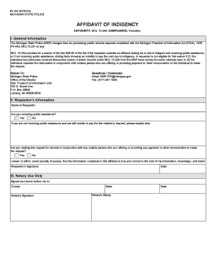 Michigan Affidavit of Indigency