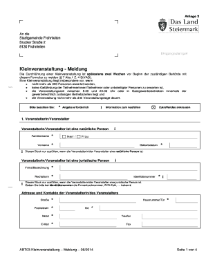 Österreichische Kleinveranstaltungs-Meldeformular