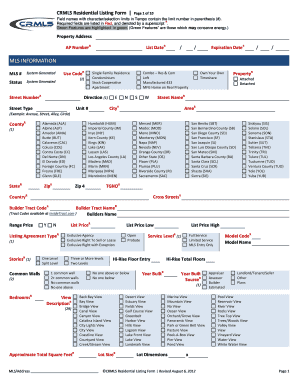 CRMLS Residential Listing Form
