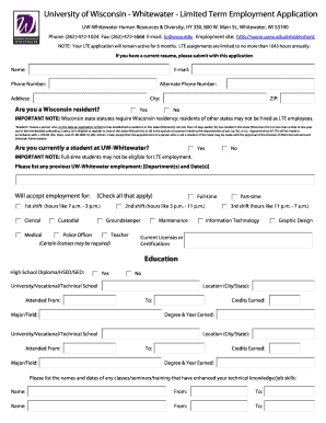 University of Wisconsin Limited Term Employment Application