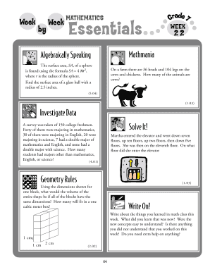 Grade 7 Mathematics Weekly Worksheet