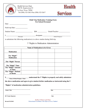 Field Trip Medication Training Form