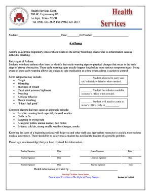 Asthma Action Plan for Students