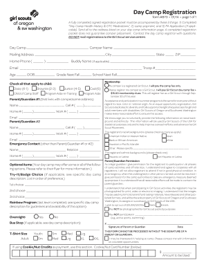 Girl Scouts Day Camp Registration Form