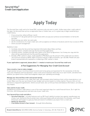 PNC Secured Visa Credit Card Application