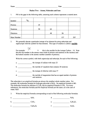 Atoms Molecules Ions Worksheet