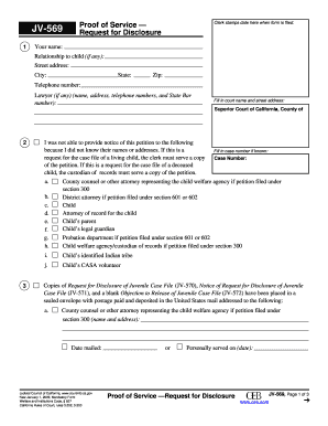 Proof of Service Request for Disclosure JV-569