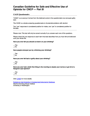 CAGE Questionnaire for Alcohol Screening