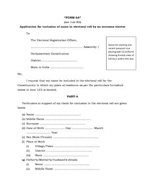 Form 6A Application for Overseas Elector