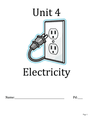 Unit 4 Electricity Vocabulary Worksheet
