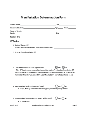 Manifestation Determination Form