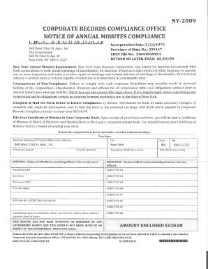 New York Annual Minutes Compliance Notice