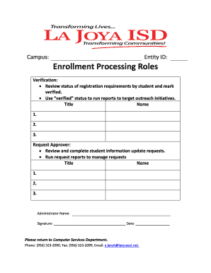 Student Enrollment Verification Form