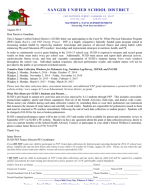 Sanger Unified School District PEP Grant Opt-Out Form