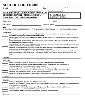 Middle School English Language Education Progress Report