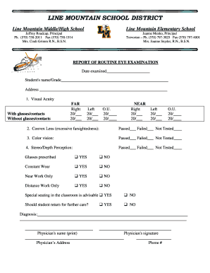 Report of Routine Eye Examination