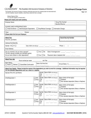 Guardian Life Insurance Enrollment Form