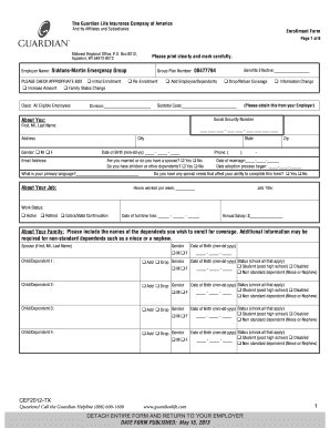 Guardian Life Insurance Enrollment Form