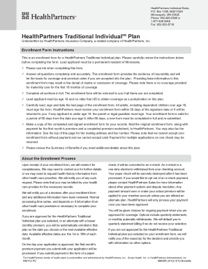 HealthPartners Traditional Individual Plan Enrollment Form