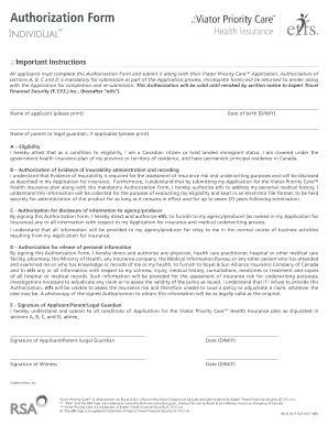 Viator Priority Care Health Insurance Authorization Form