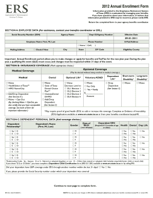 2012 Annual Enrollment Form