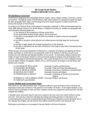 9th Grade World History Syllabus