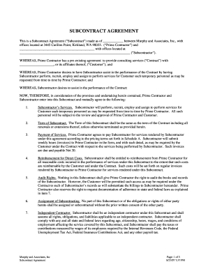 Subcontract Agreement