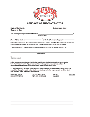Affidavit of Subcontractor