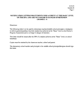 Notification Letter for Basic Level Achievement