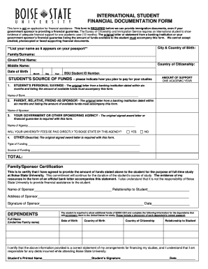 International Student Financial Documentation Form