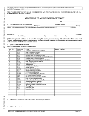 Colorado Agreement to Amend/Extend Contract