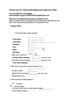 Office for Civil Rights Discrimination Complaint Form